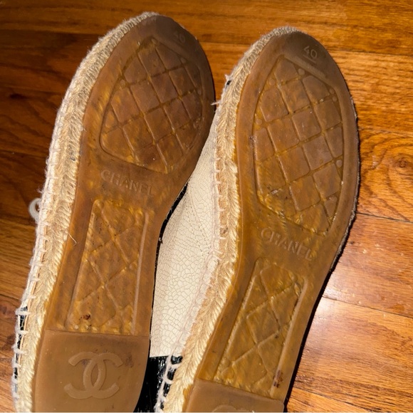 CHANEL 15C Crackle High Top Espadrilles Light Beige Black Size 40 - Picture 10 of 15